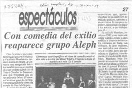 Con comedia del exilio reaparece grupo Aleph