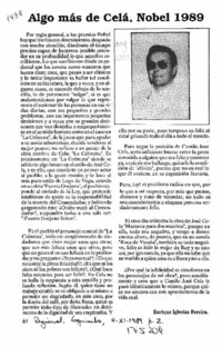 Algo más de Cela, Nobel 1989  [artículo] Enrique Iglesias Pereira.