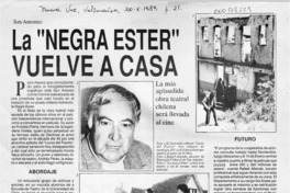 La "Negra Ester" vuelve a casa  [artículo] Eduardo Rodríguez.
