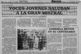 Voces jóvenes saludan a la gran Mistral  [artículo].