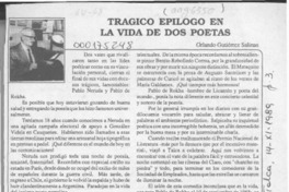 Trágico epílogo en la vida de dos poetas  [artículo] Orlando Gutiérrez Salinas.