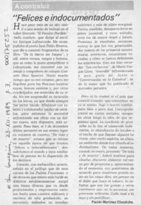 "Felices e indocumentados"  [artículo] Pacián Martínez Elissetche.