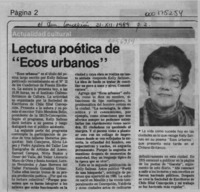 Lectura poética de "Ecos urbanos"  [artículo].