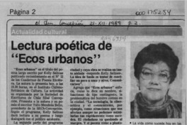 Lectura poética de "Ecos urbanos"  [artículo].