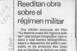 Reeditan obra sobre el régimen militar  [artículo].