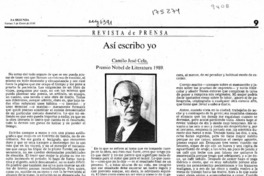 Así escribo yo  [artículo] Camilo José Cela.