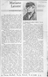 Mariano Latorre  [artículo] Marino Muñoz Lagos.