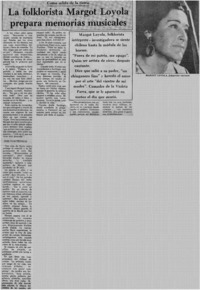 La Folklorista Margot Loyola prepara memorias musicales