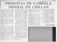 "Presencia de Gabriela Mistral en Chillán"  [artículo] José Arraño Acevedo.