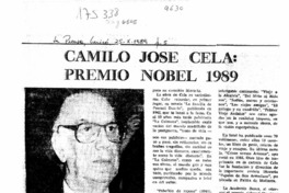 Camilo José Cela Premio Nobel 1989  [artículo] E. M.