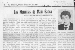 Las memorias de Malú Gatica  [artículo] Wellington Rojas Valdebenito.