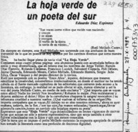 La hoja verde de un poeta del Sur  [artículo] Eduardo Díaz Espinoza.