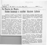 Rinden homenaje a escritor Mariano Latorre  [artículo].