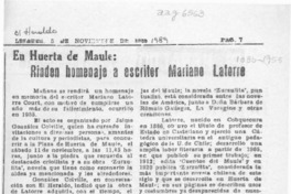 Rinden homenaje a escritor Mariano Latorre  [artículo].