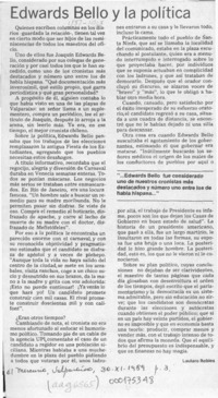 Edwards Bello y la política  [artículo] Lautaro Robles.