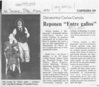 Reponen "Entre gallos"  [artículo].