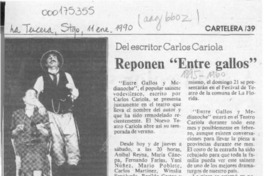 Reponen "Entre gallos"  [artículo].