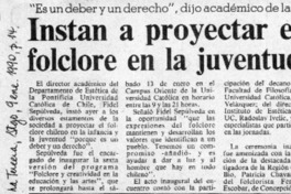 Instan a proyectar el folclore en la juventud  [artículo].