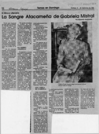 La sangre atacameña de Gabriela Mistral  [artículo] Eduardo Aramburú.