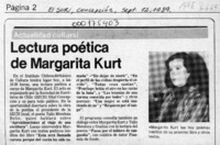 Lectura poética de Margarita Kurt  [artículo].