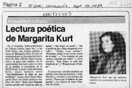 Lectura poética de Margarita Kurt  [artículo].