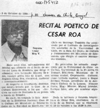 Recital poético de César Roa  [artículo].