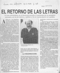 El retorno de las letras  [artículo] E. C.