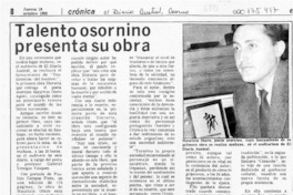 Talento osornino presenta su obra  [artículo].