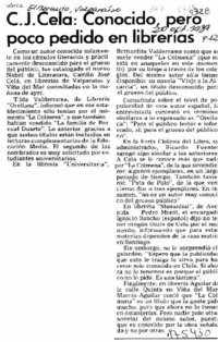 C. J. Cela, conocido, pero poco pedido en librerías  [artículo].