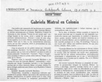 Gabriela Mistral en Colonia  [artículo] Mirjam Gehrke.