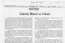 Gabriela Mistral en Colonia  [artículo] Mirjam Gehrke.