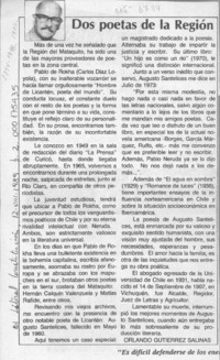 Dos poetas de la región  [artículo] Orlando Gutiérrez Salinas.