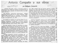 Antonio Campaña y sus obras  [artículo] Edilberto Domarchi.