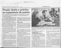 Poesía, teoría y práctica en experiencia de poetas  [artículo] Rosa Zamora.