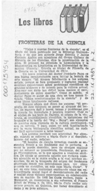 Fronteras de la ciencia  [artículo].