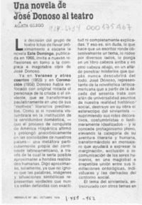 Una novela de José Donoso al teatro  [artículo] Agata Gligo.