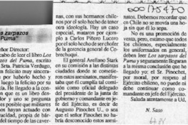"Los zarpazos del puma"  [artículo] N. Saso.