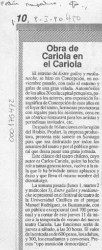 Obra de Cariola en el Cariola  [artículo].