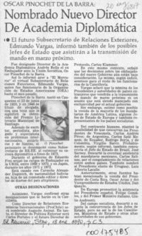 Nombrado nuevo Director de Academia Diplomática  [artículo].