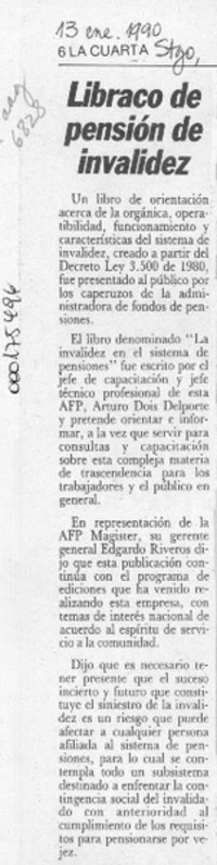 Libraco de pensión de invalidez  [artículo].