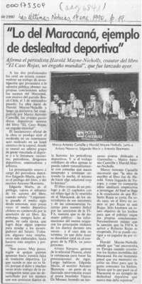 "Lo del Maracaná, ejemplo de deslealtad deportiva"  [artículo].