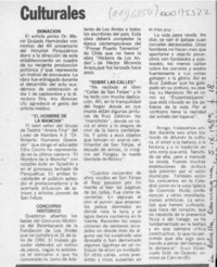 Culturales  [artículo].