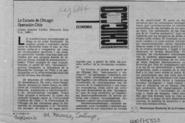 La Escuela de Chicago, operación Chile  [artículo] Dominique Hachette de la Fresnaye.