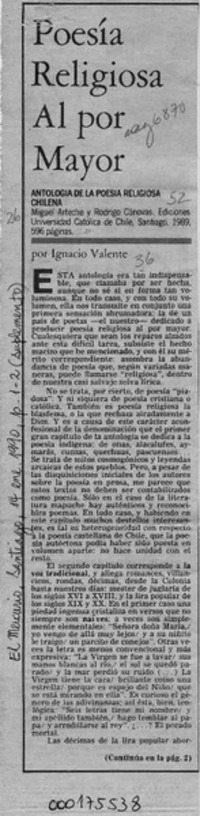 Poesía religiosa al por mayor