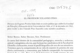 El profesor Yolando Pino  [artículo] Eugenio Pereira Salas.