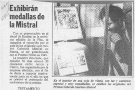 Exhibirán medallas de la Mistral  [artículo].