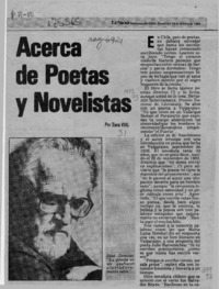 Acerca de poetas y novelistas  [artículo] Sara Vial.