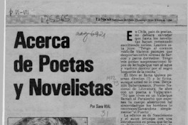 Acerca de poetas y novelistas  [artículo] Sara Vial.