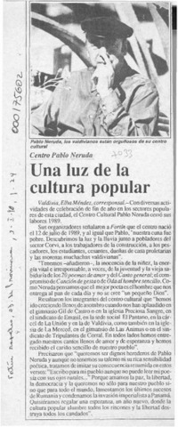 Una luz de la cultura popular  [artículo] Elba Méndez.