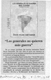 "Los Generales no quieren más guerra"  [artículo].